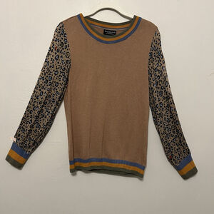 Anthropologie‎ XS Cashmere Cotton Artsy Retro Sheer Animal Print Boho Chic Edgy